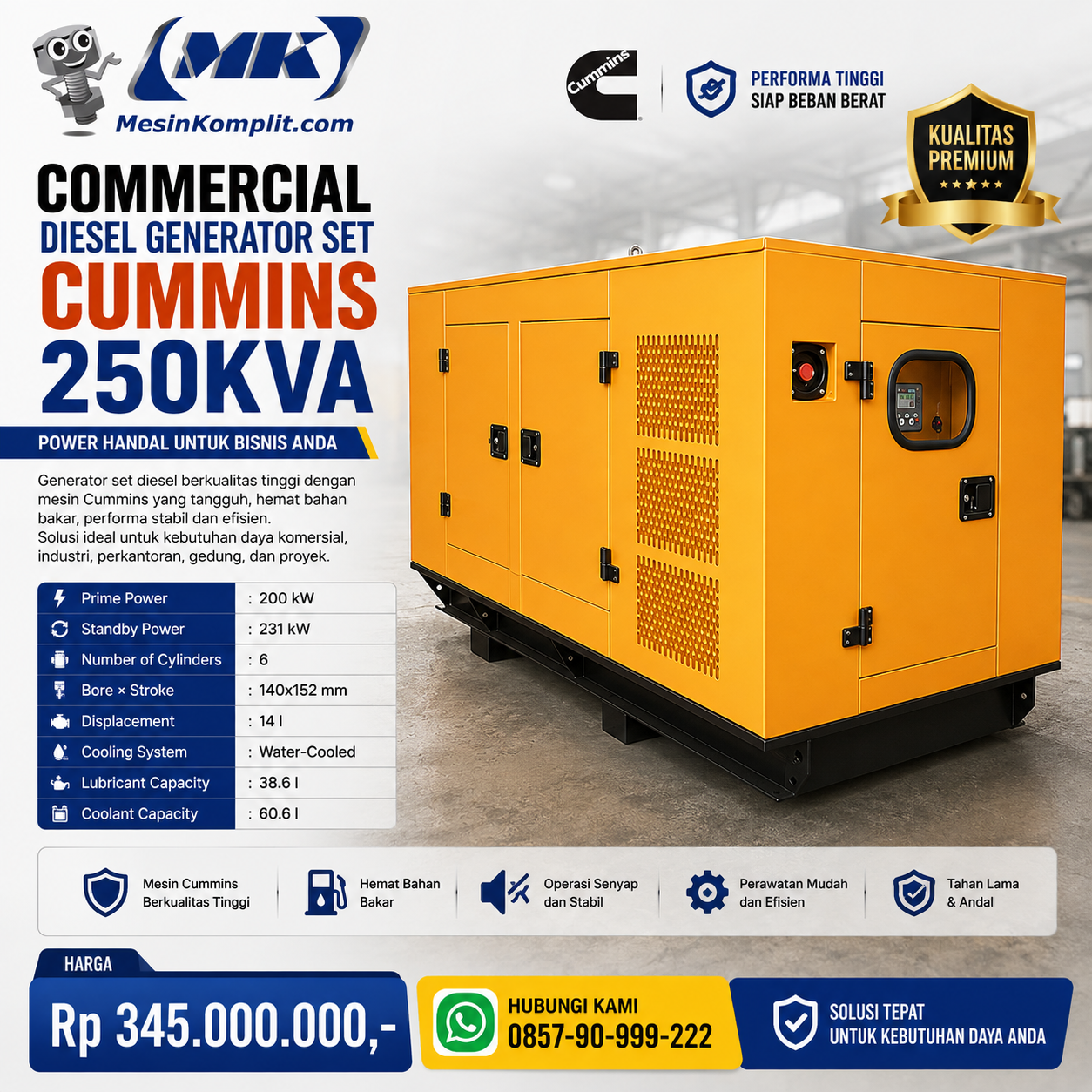 Silent Genset Cummins 250...